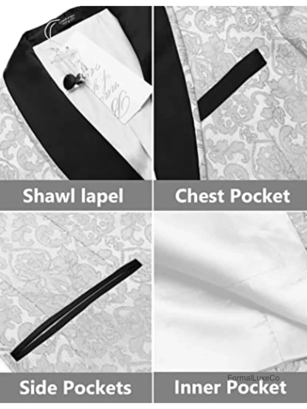 Men's Floral Tuxedo Jacket Paisley Dinner Blazer Shawl Lapel